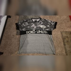 Ecko Unlimited Gray and Black Camo T-Shirt 4XL